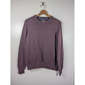 Lands End Drifter Sweater Men XL Crew Neck Knit Pullover Preppy Fisherman Cotton